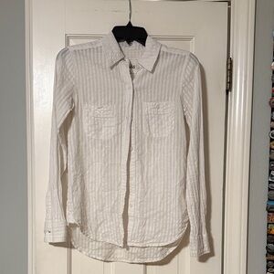 XS Women's White Textured Button-Up Shirt 100% Cotton